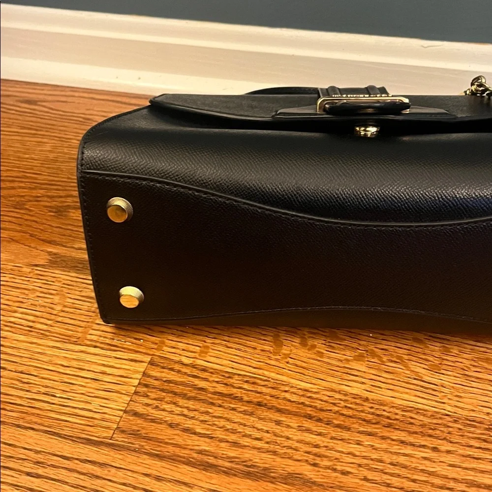 Michael Kors Bleecker Black Leather Satchel Bag Dual Handles